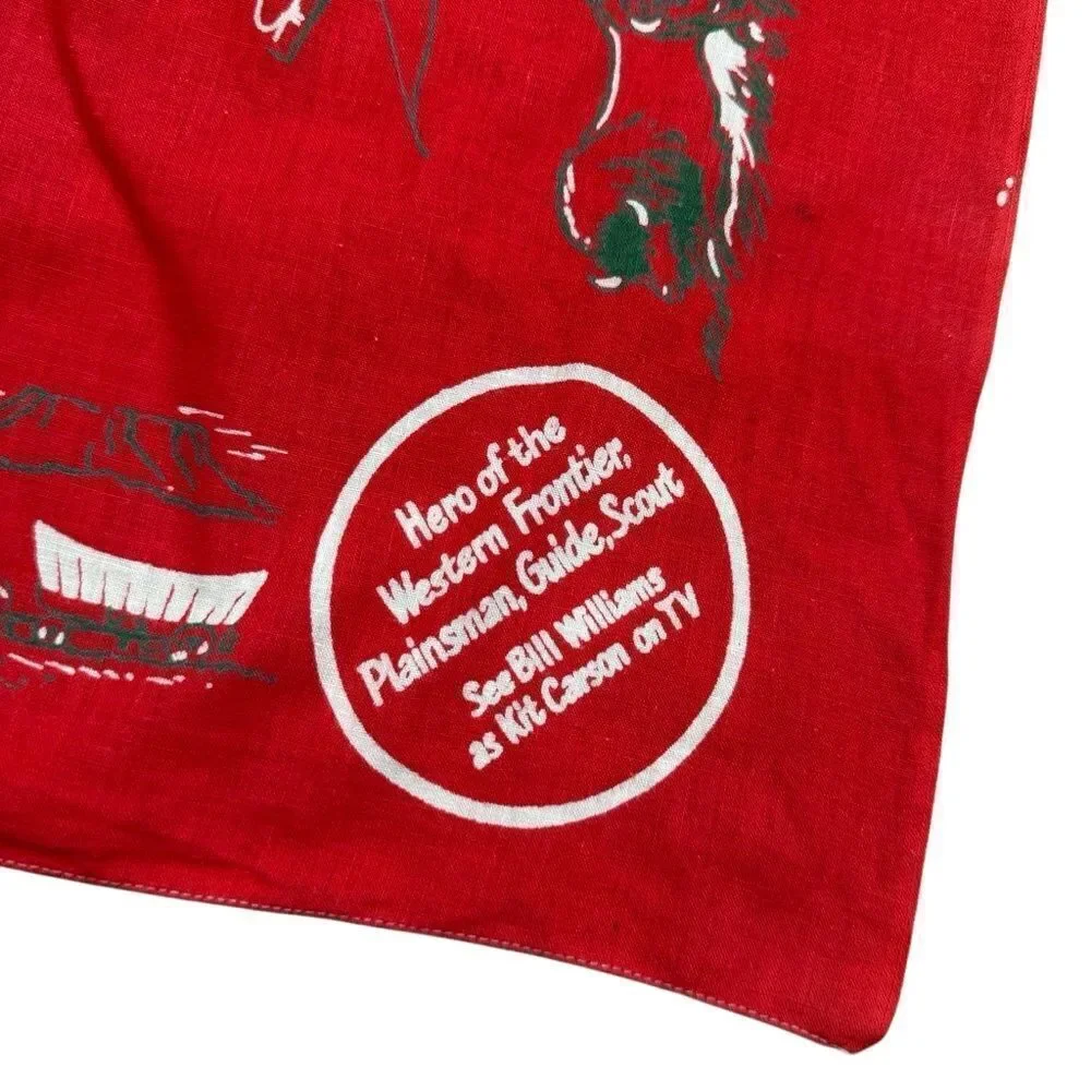 Vintage 1950s Kit Carson Coca-Cola Bandana, Bill Williams; Western, Ephemera Red